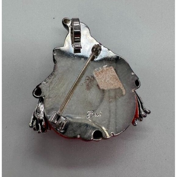 BEST Jack O Lantern Pumpkin Brooch Pierced Earrings Set Enamel Halloween Witch - Picture 6 of 14